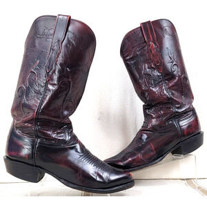 Lucchese Roper Cowboy Boots Men’s 7.5E Dark Cherry USA Made T3320J Needs Repair